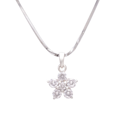 Silver Star Zircon Set( Pendant+Earrings+Silver Chain)
