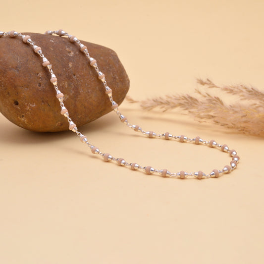 Elegant Silver Tulsi Mala Spiritual Chain