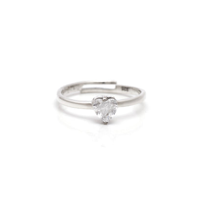 Silver Heart Solitaire Ring