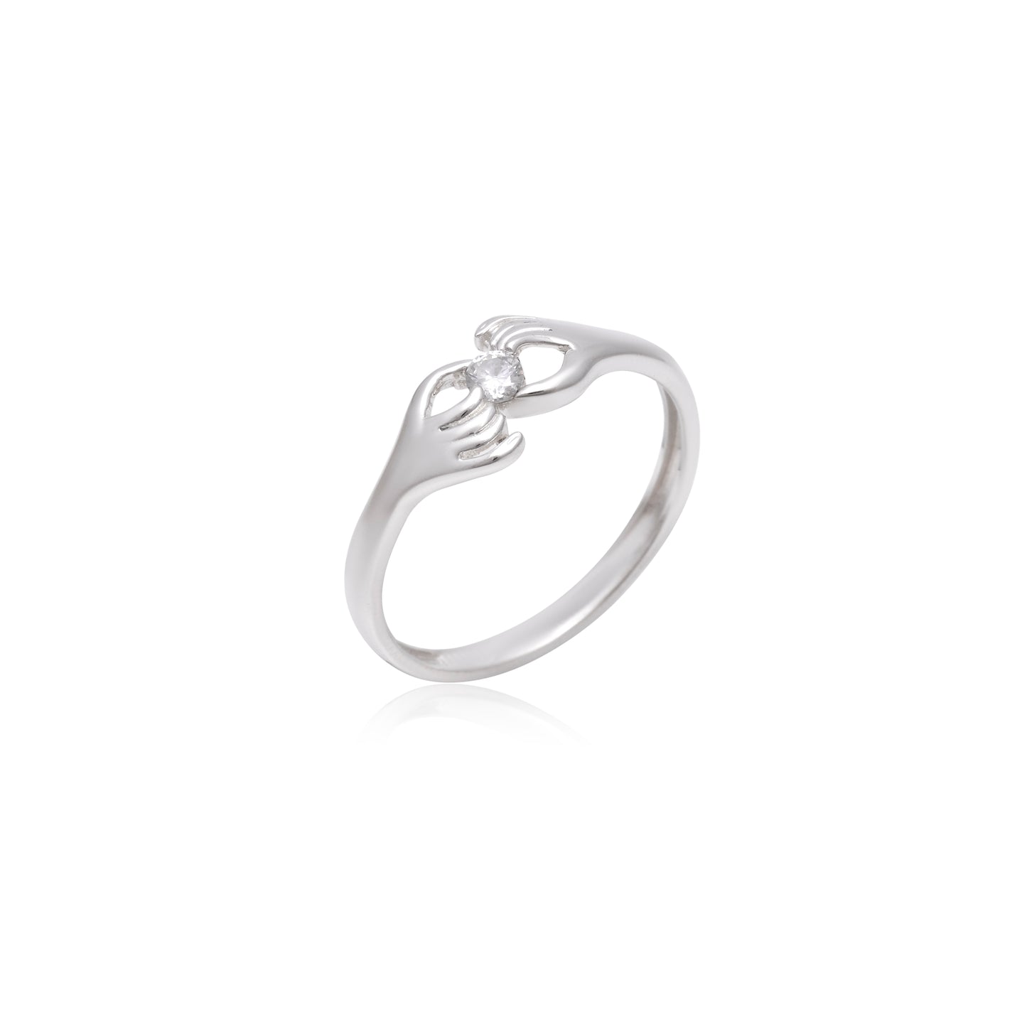 Elegant Silver Hand-Holding Love Ring