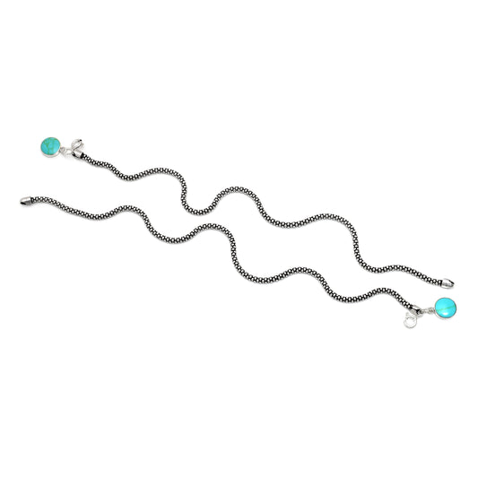 925 Silver Chain Anklet with Turquoise Charm