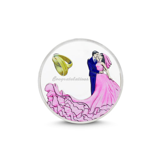 Engaged Couples with Congratulations Silver Coin