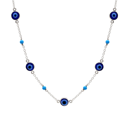 Elegant 925 Silver Evil Eye Necklace Chain