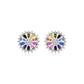 Radiant Multicoloured Zirconia Round Stud Earrings