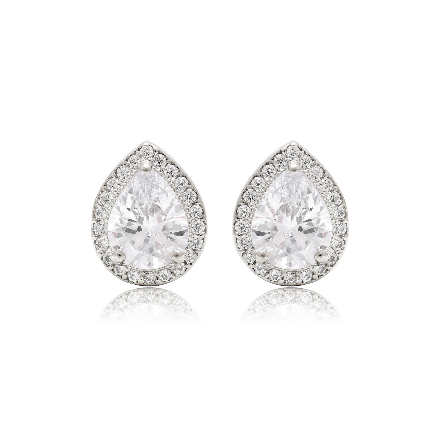 Classic Teardrop Cubic Zirconia Silver Pendant Set