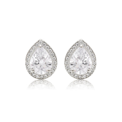 Classic Teardrop Cubic Zirconia Silver Pendant Set - KYAT