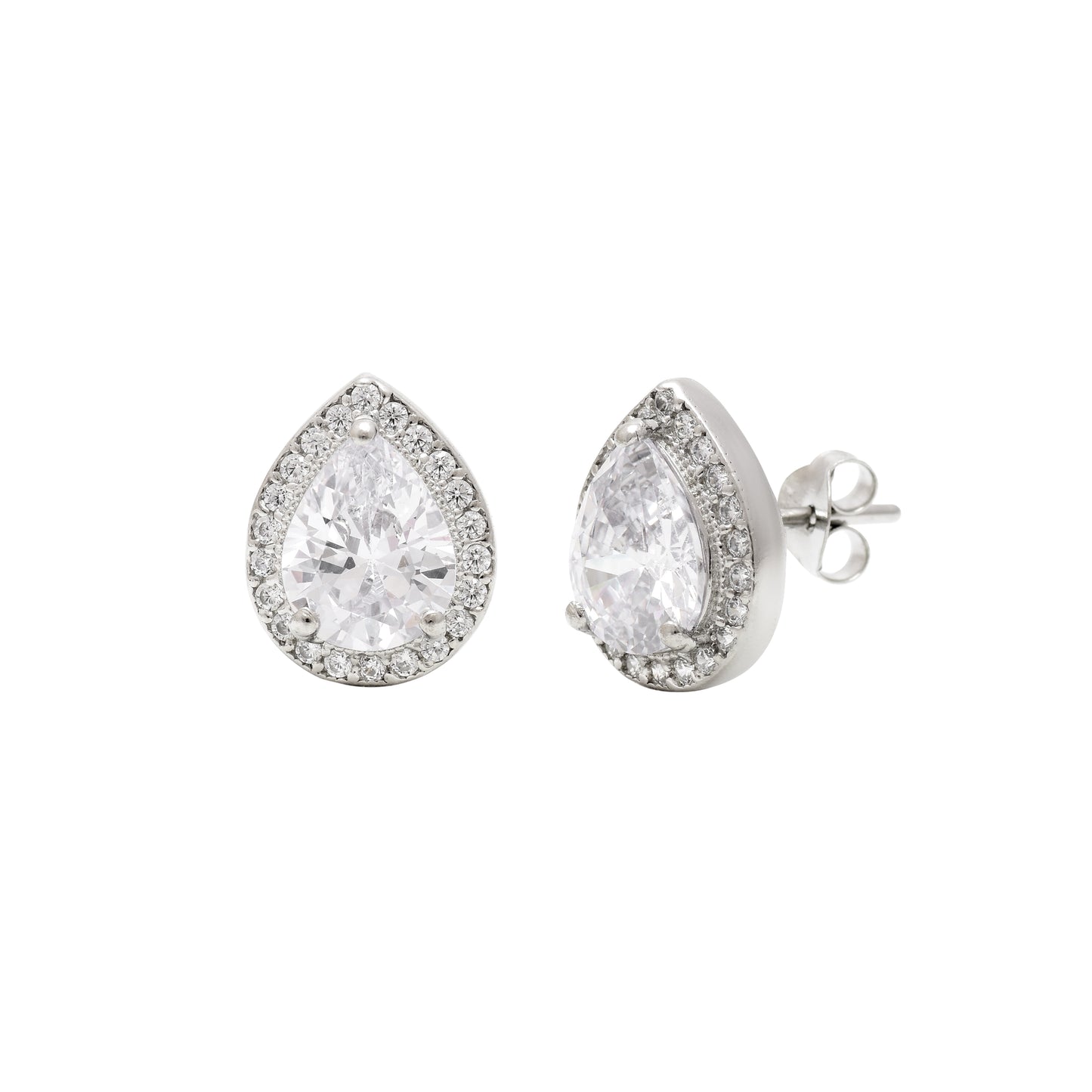 Classic Teardrop Cubic Zirconia Silver Pendant Set