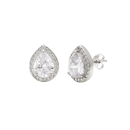 Classic Teardrop Cubic Zirconia Silver Pendant Set - KYAT