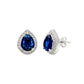 Blue Gemstone Tear Drop Silver Pendant and Earring Set