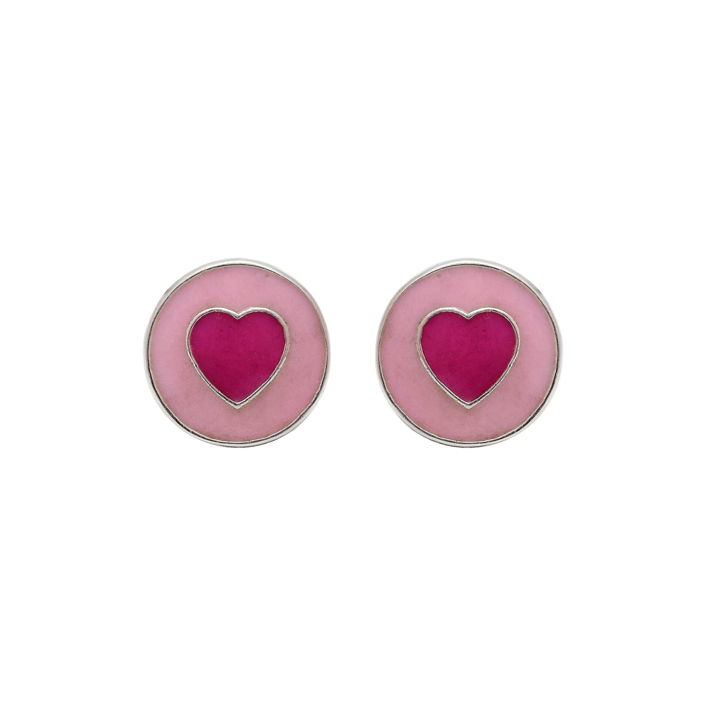 Pink Heart Stud Earrings - KYAT
