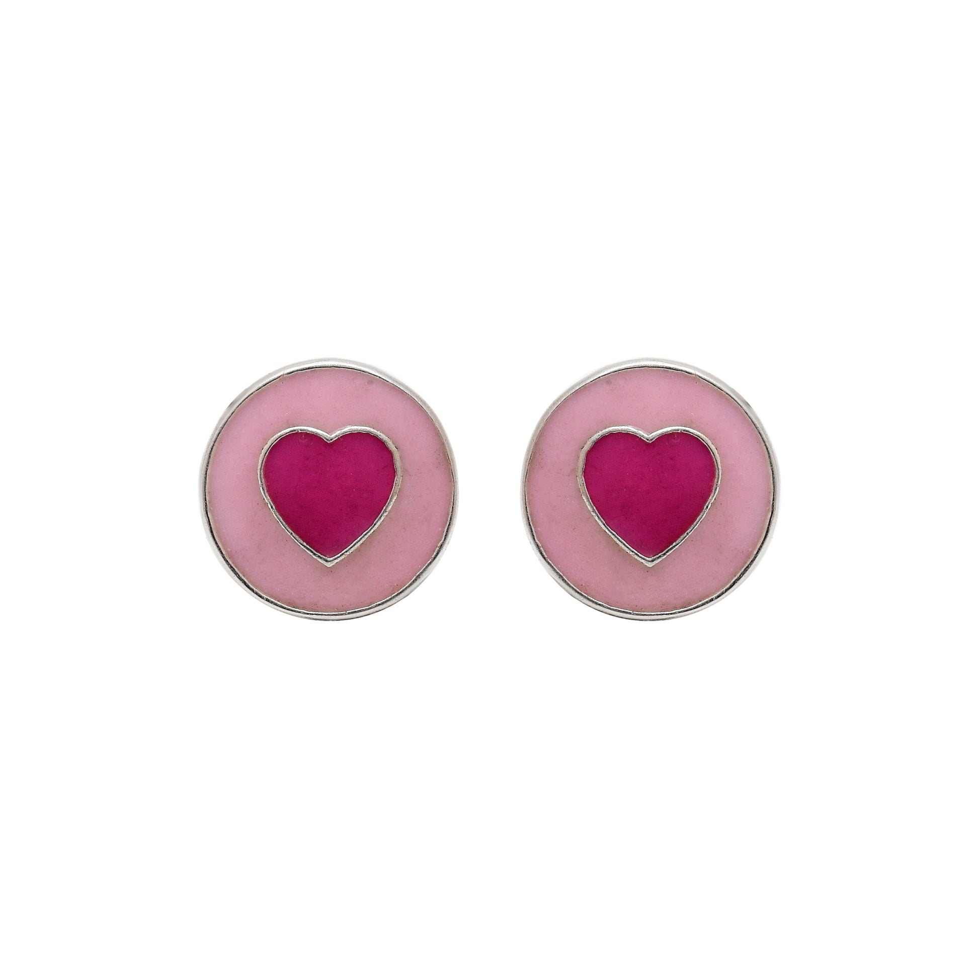 Pink Heart Stud Earrings - KYAT