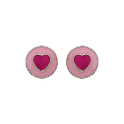 Pink Heart Stud Earrings - KYAT