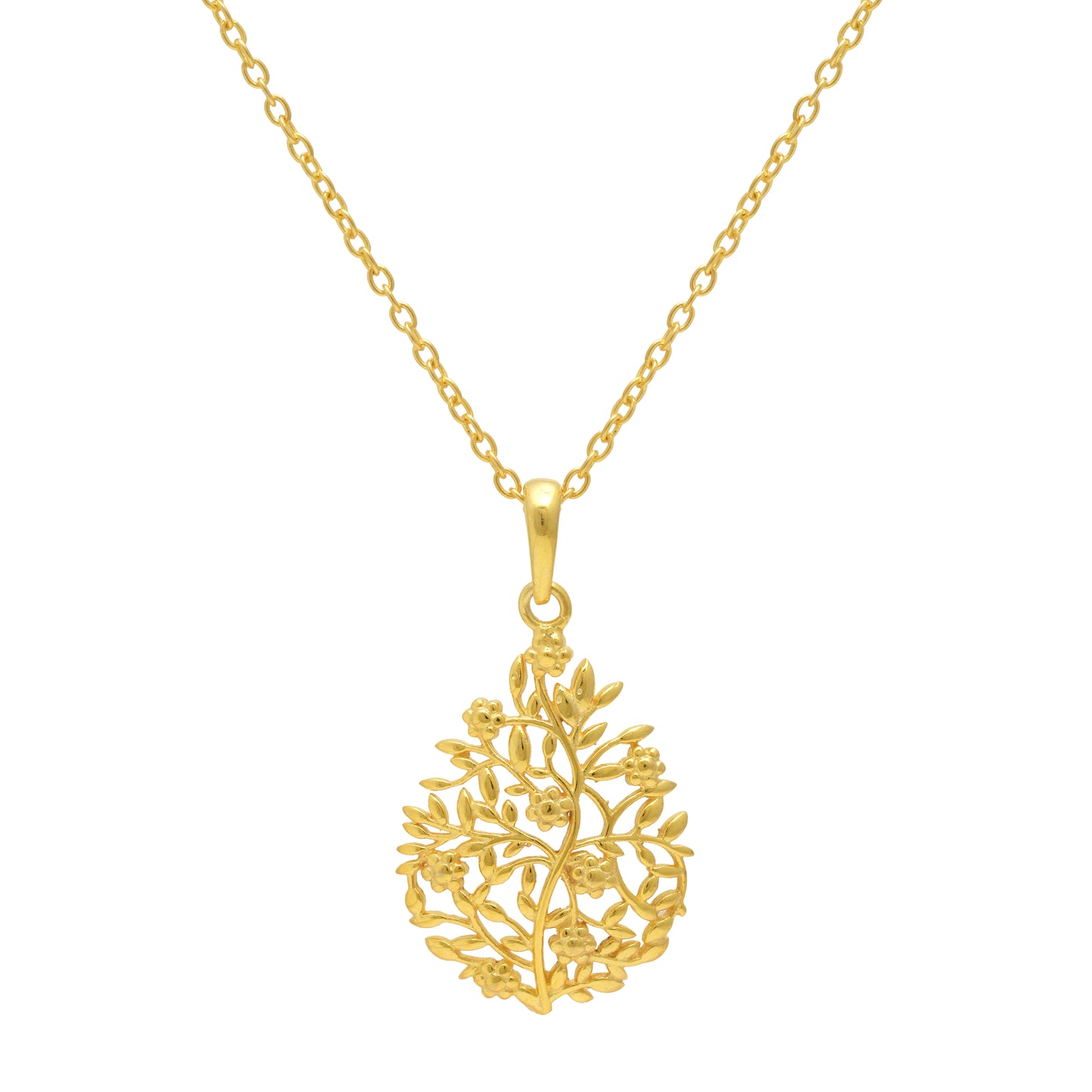 Gold Floral Vine Necklace and Earring Set