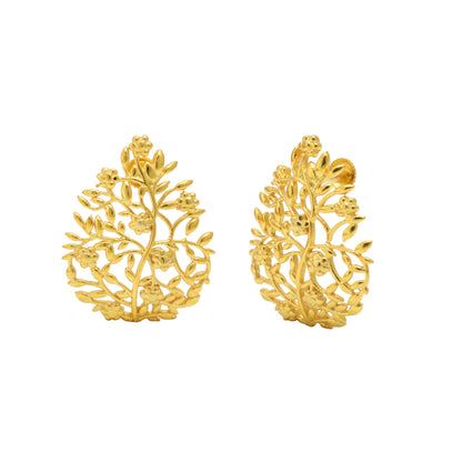 Gold Floral Vine Necklace and Earring Set - KYAT
