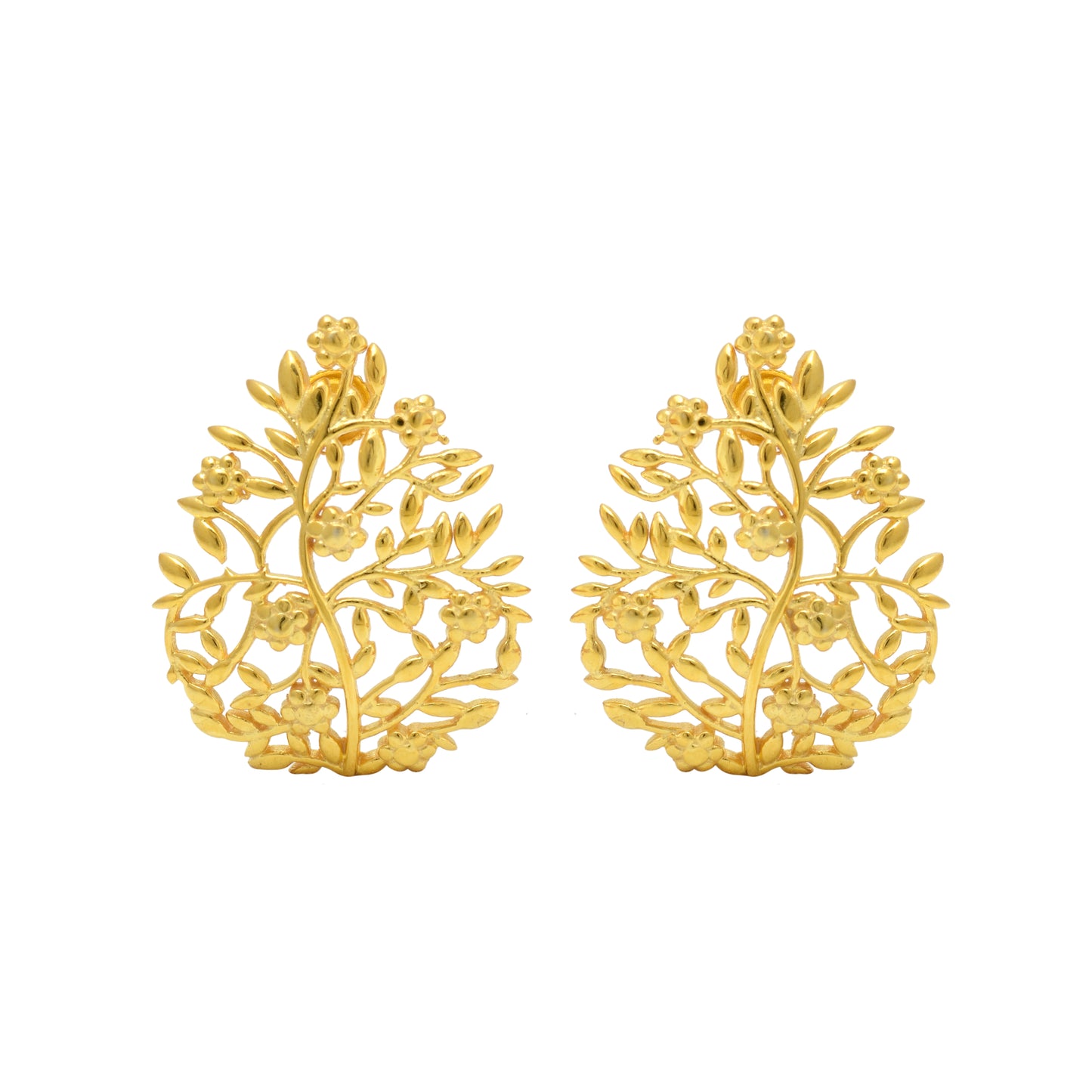 Gold Floral Vine Necklace and Earring Set