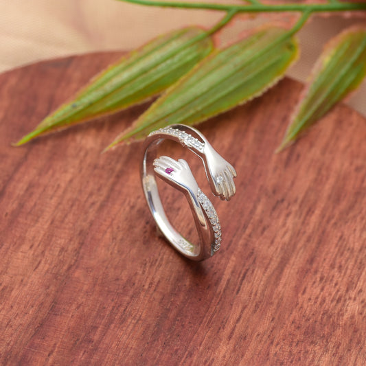Adjustable Hug - inspired Silver Ring