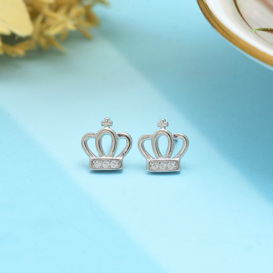 Royal Crown Silver Stud Earring