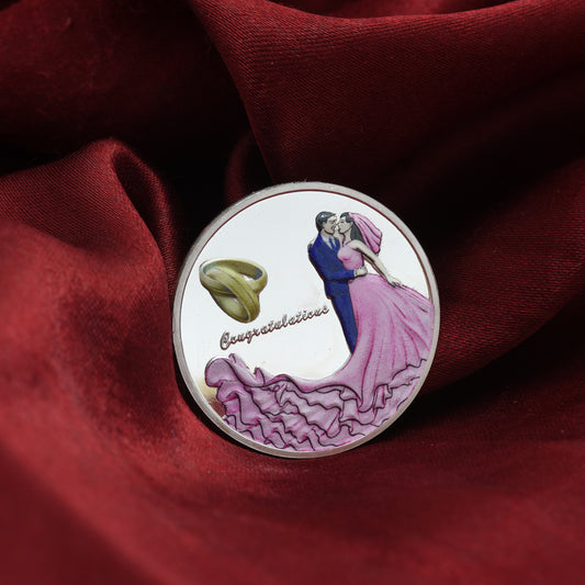 Engaged Couples with Congratulations Silver Coin