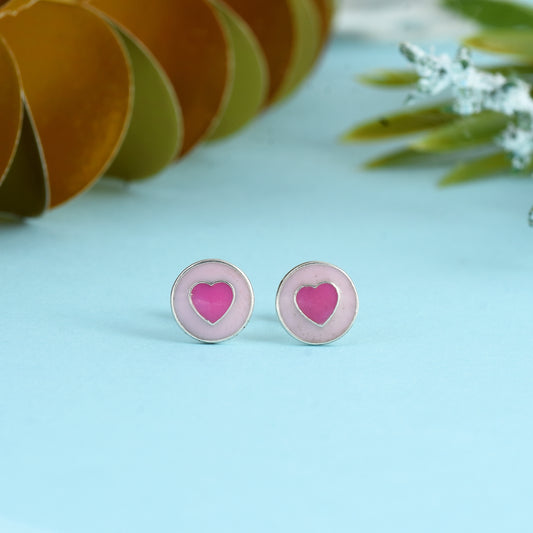 Pink Heart Stud Earrings - KYAT