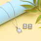 Rectangular White Gemstone Silver Pendant Set