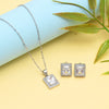 Rectangular White Gemstone Silver Pendant Set