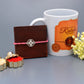silver rakhi with mug