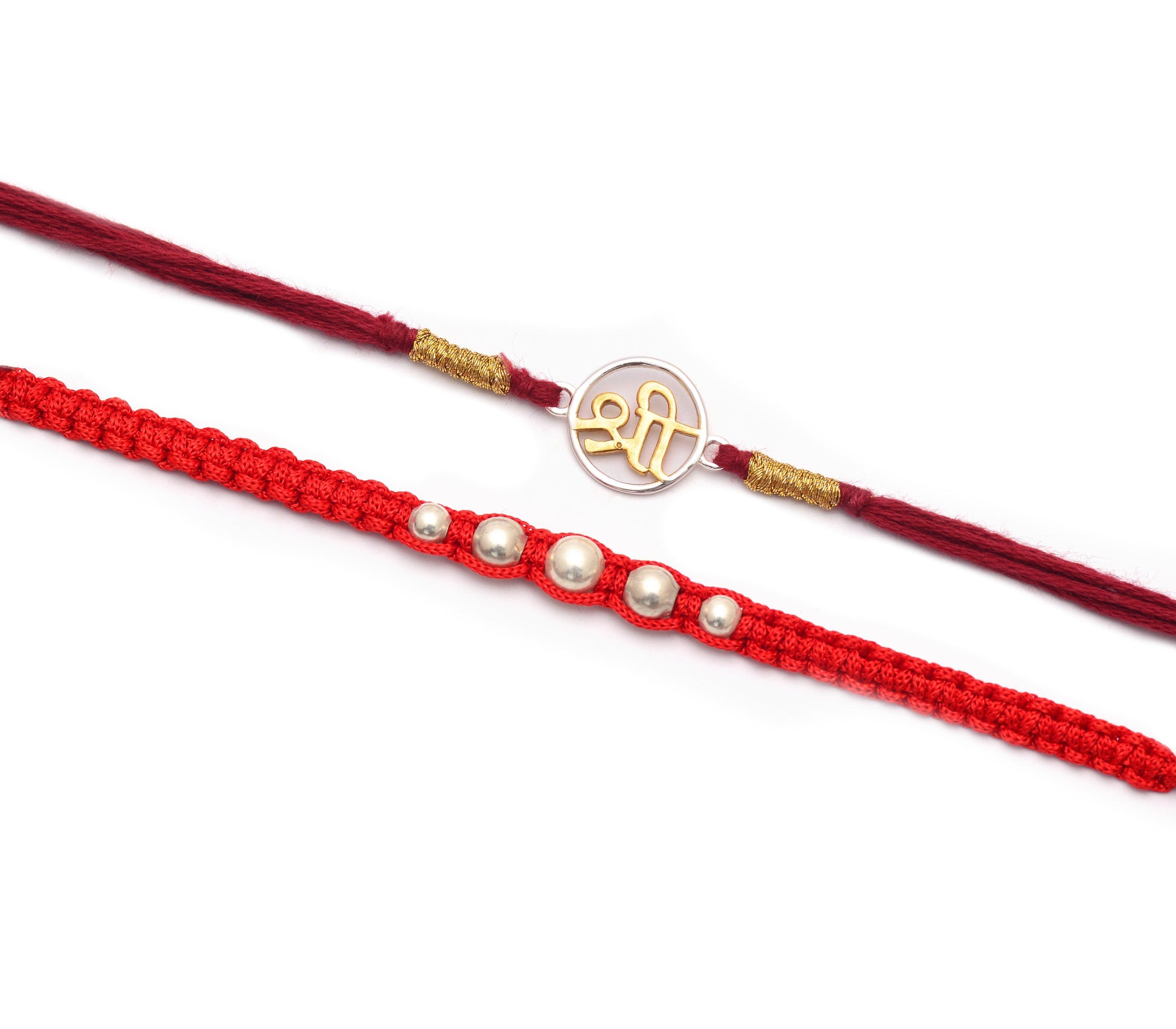 Beautiful Shree and Pearl Bracelet Silver Rakhi - KYAT