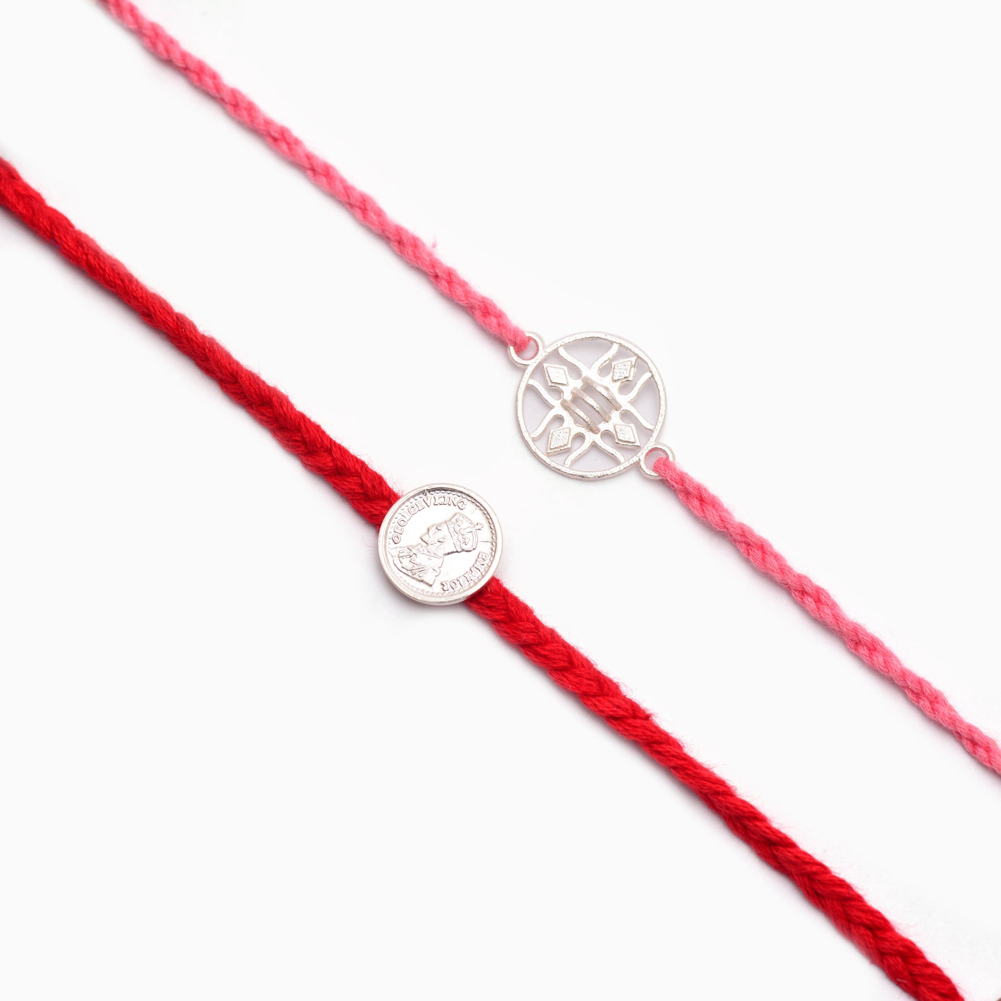 silver coin rakhi 