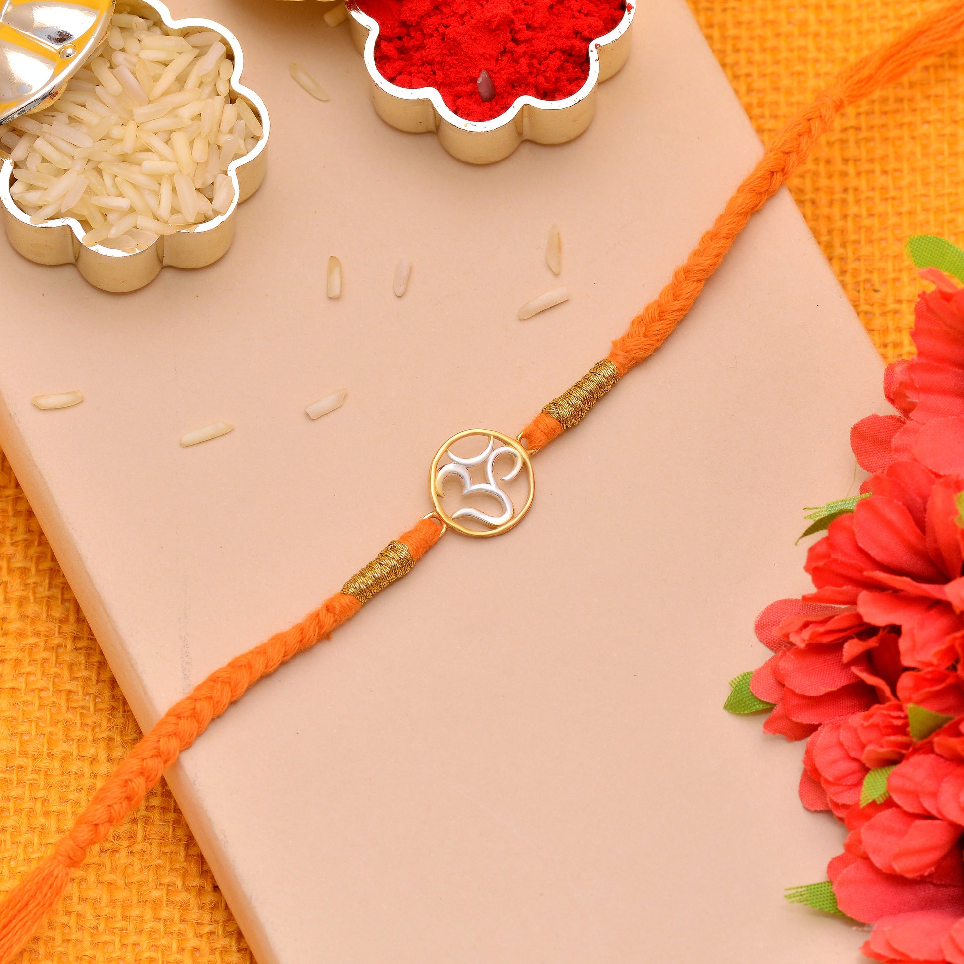 om symbol silver rakhi 