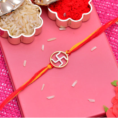 Favorable Swastik Silver Rakhi - KYAT