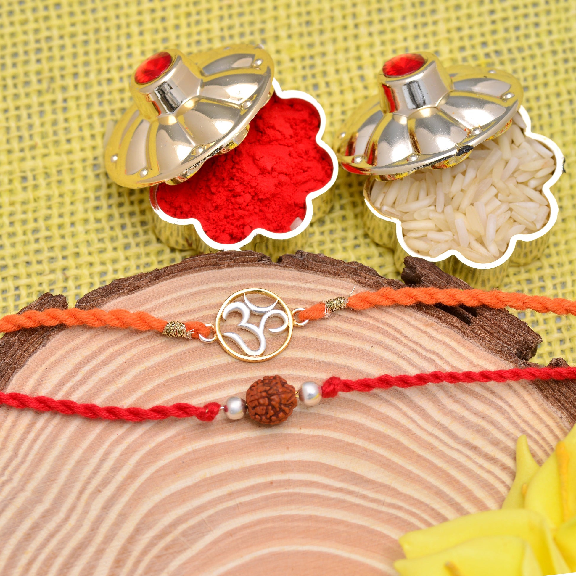 rudraksh and om symbol rakhi 