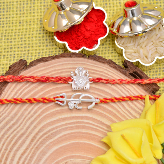 om with trishul silver rakhi