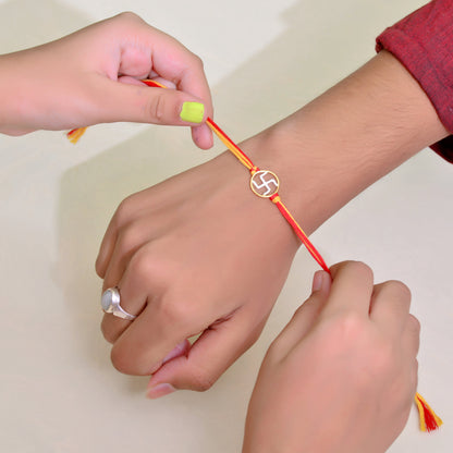 Favorable Swastik Silver Rakhi - KYAT