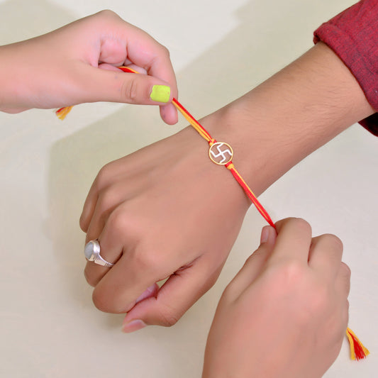 Favorable Swastik Silver Rakhi
