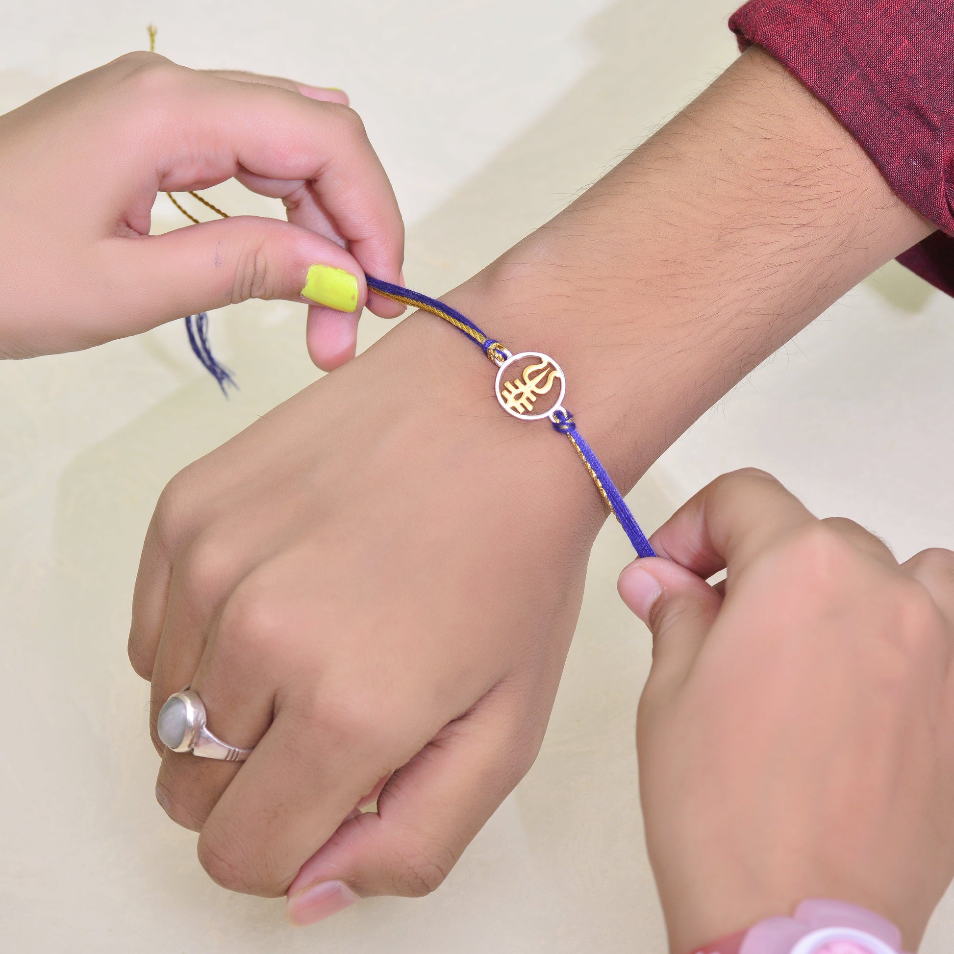 krishna ji flute silver rakhi