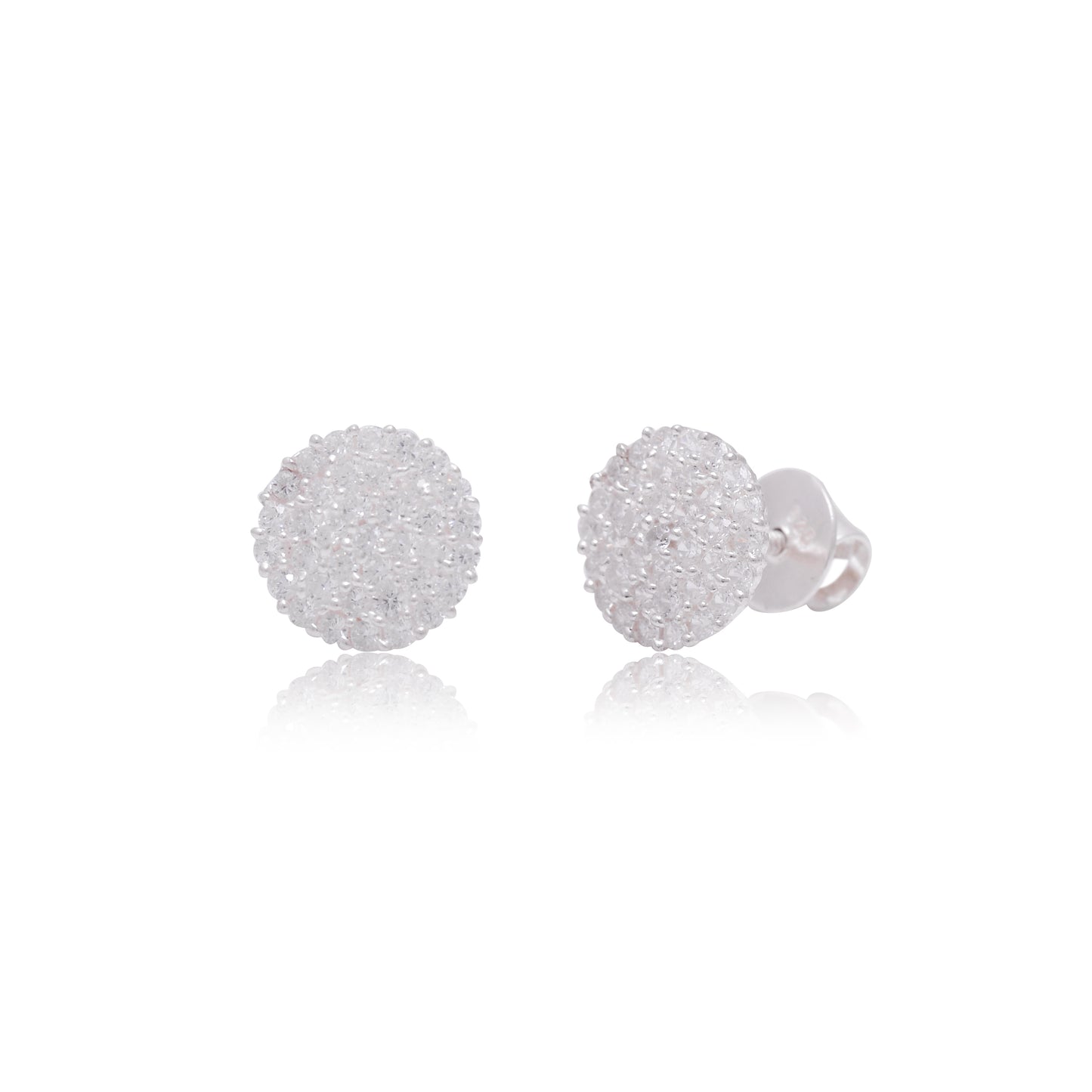 Silver Crystal Round Stud Earrings