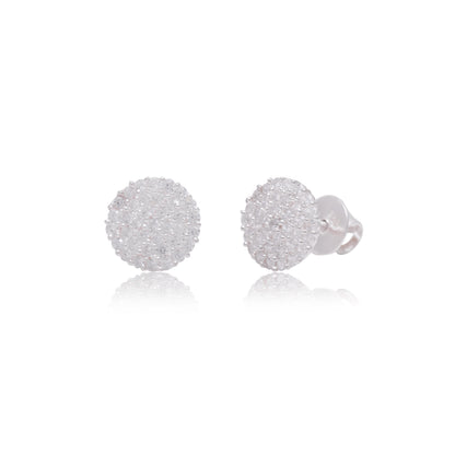 925 Silver Earrings |Silver Crystal Round Stud Earrings| Zircon Stud Earrings