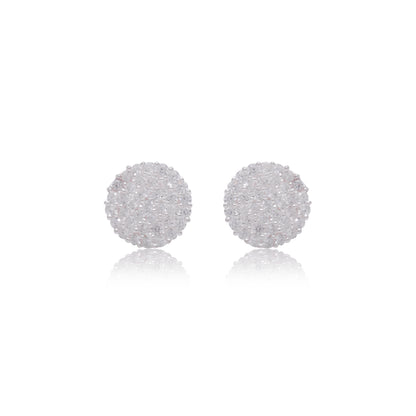 925 Silver Earrings |Silver Crystal Round Stud Earrings| Zircon Stud Earrings