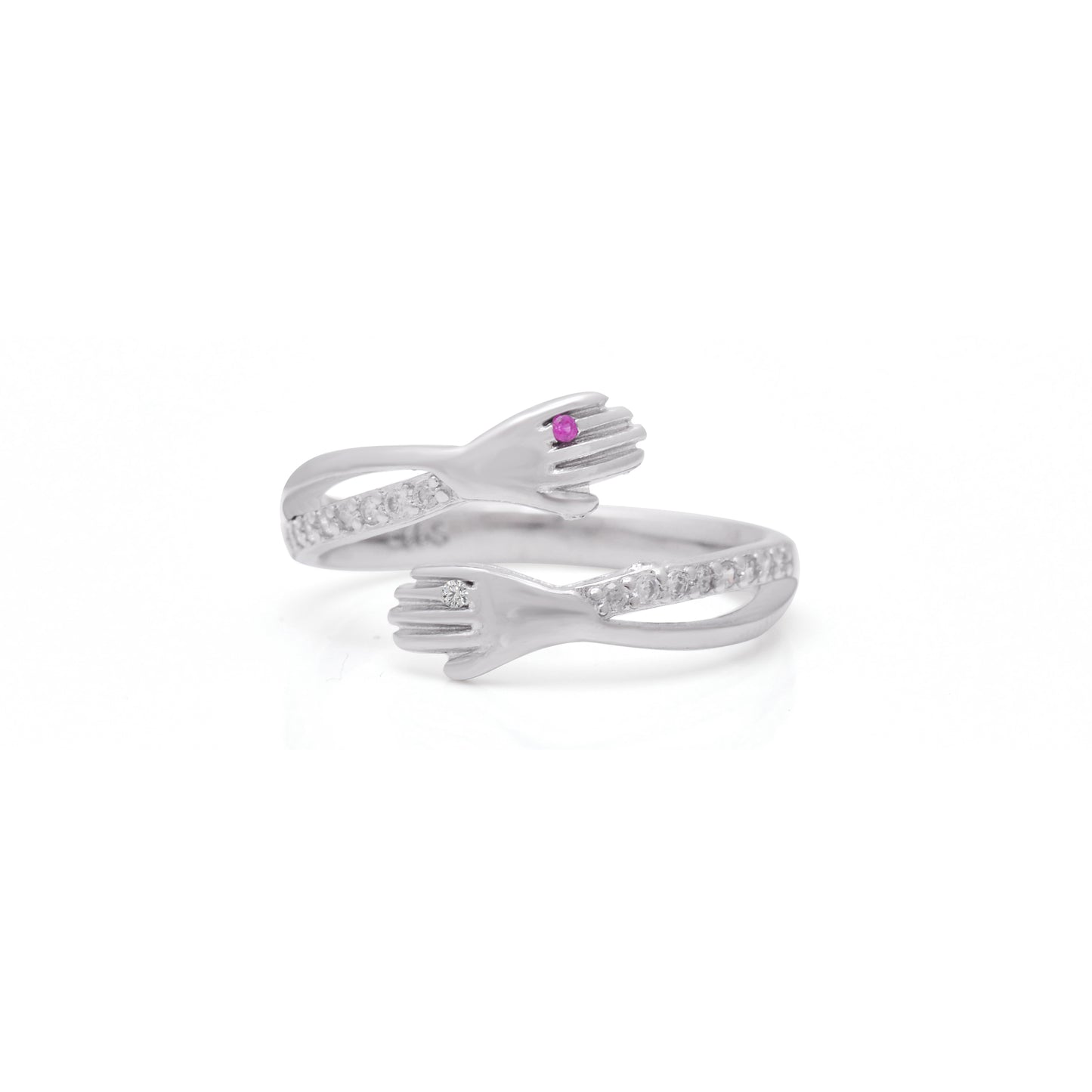 Adjustable Hug - inspired Silver Ring