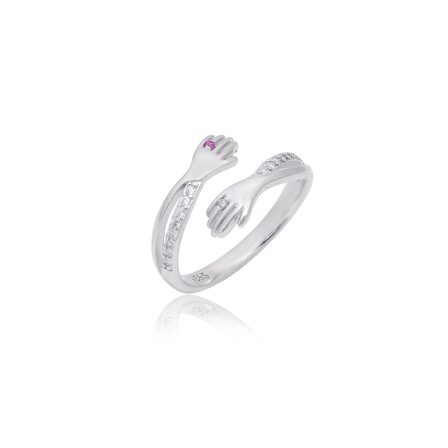 Adjustable Hug - inspired Silver Ring