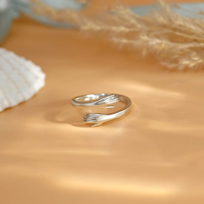 Elegant Adjustable 925 Silver Hug Ring