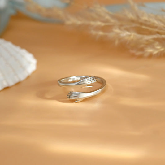 Elegant Adjustable 925 Silver Hug Ring