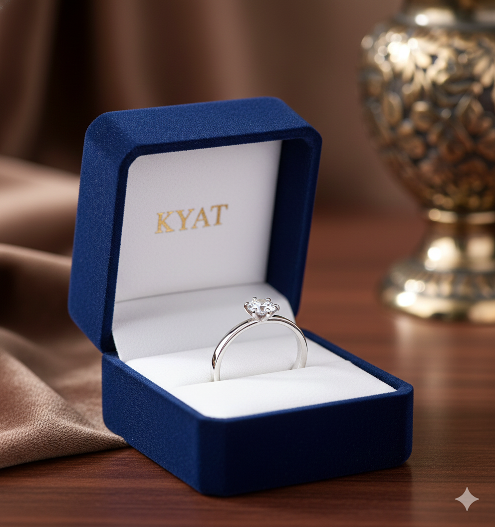 Silver Round Zircon Solitaire Ring