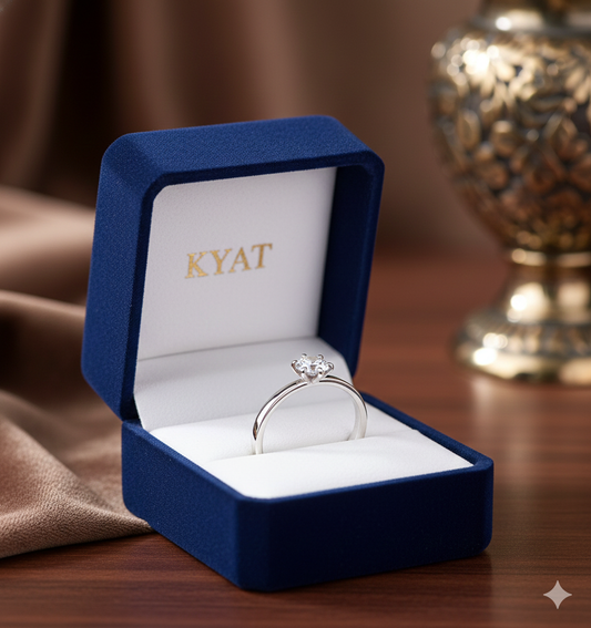 Silver Round Zircon Solitaire Ring