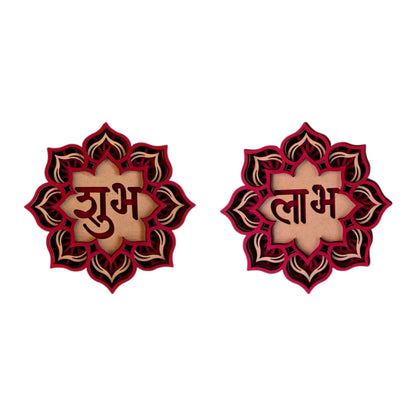 KYAT 5-10g 999 Silver Floral Laxmi Ganesh Coin with Wooden Shubh Labh Combo