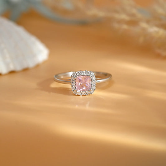 Pink Stone Silver Ring