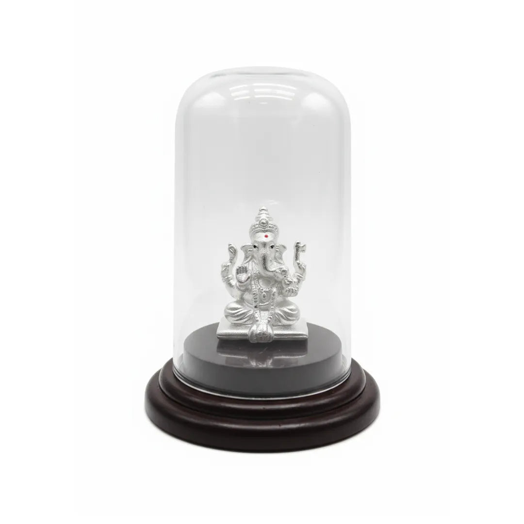 Kyat Pure Silver Lord Ganesha Idol with Festive Mandala Diya Combo