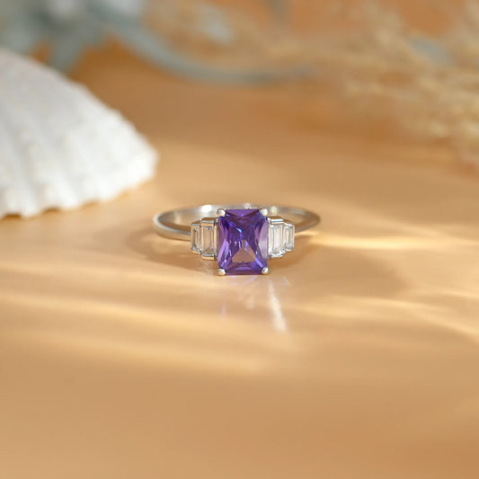 Purple Stone Silver Ring