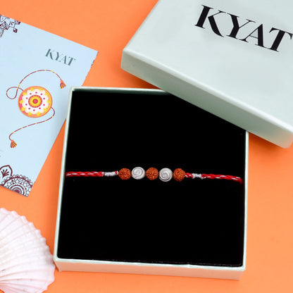Shankh And Rudhraksh Silver Rakhi
