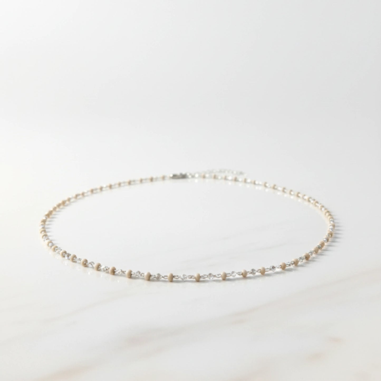 KYAT Silver Faceted Bead Tulsi Mala